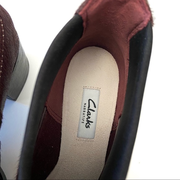 Clarks Oxblood Pony Hair Leather Ankle Booties - Picture 7 of 9